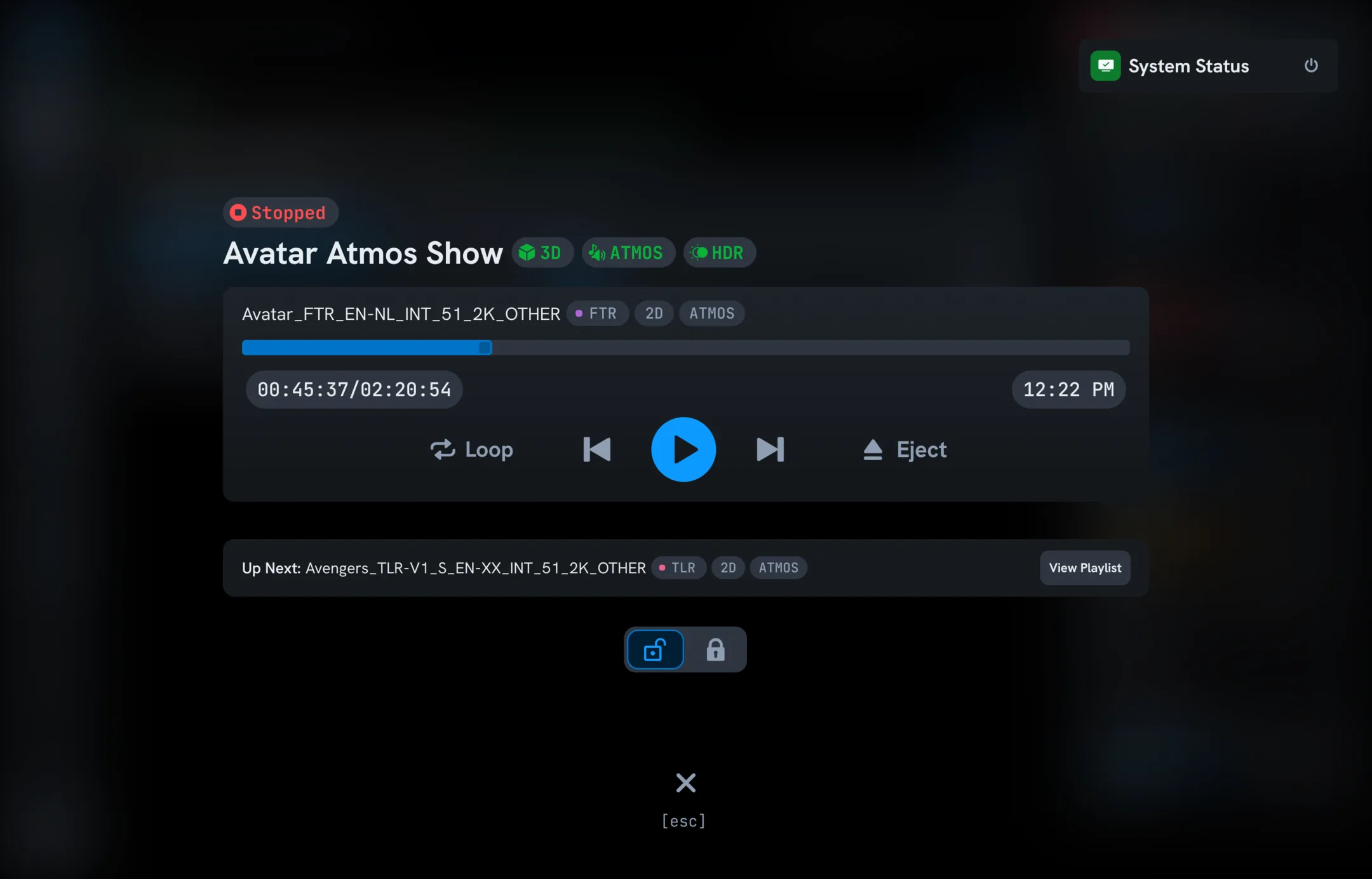 Full-screen playback mode with large buttons